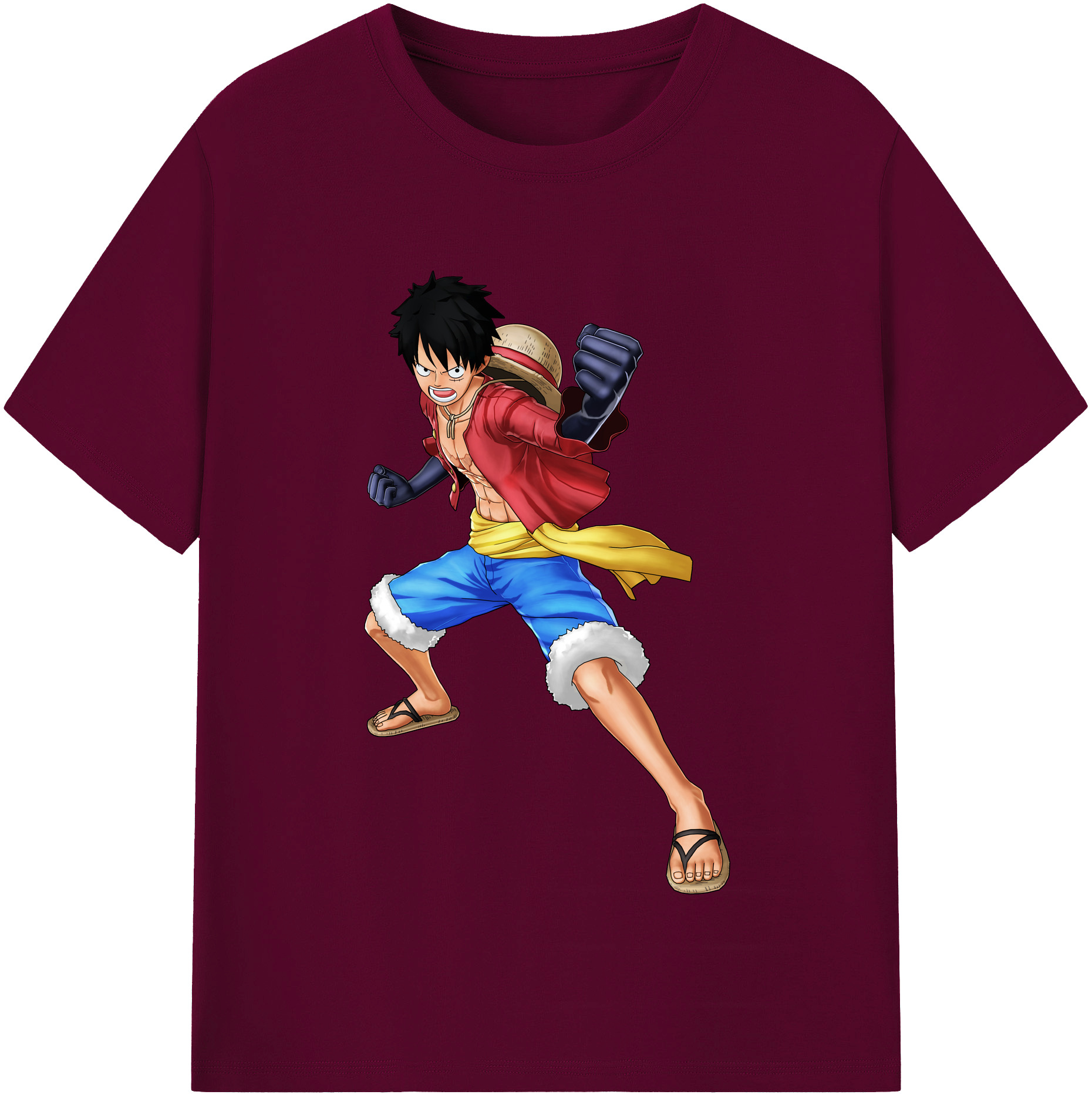 ワンピース モンキー・D・ルフィ ONE PIECE Monkey D. Luffy レディースカジュアルプリントTシャツ（綿100％）
